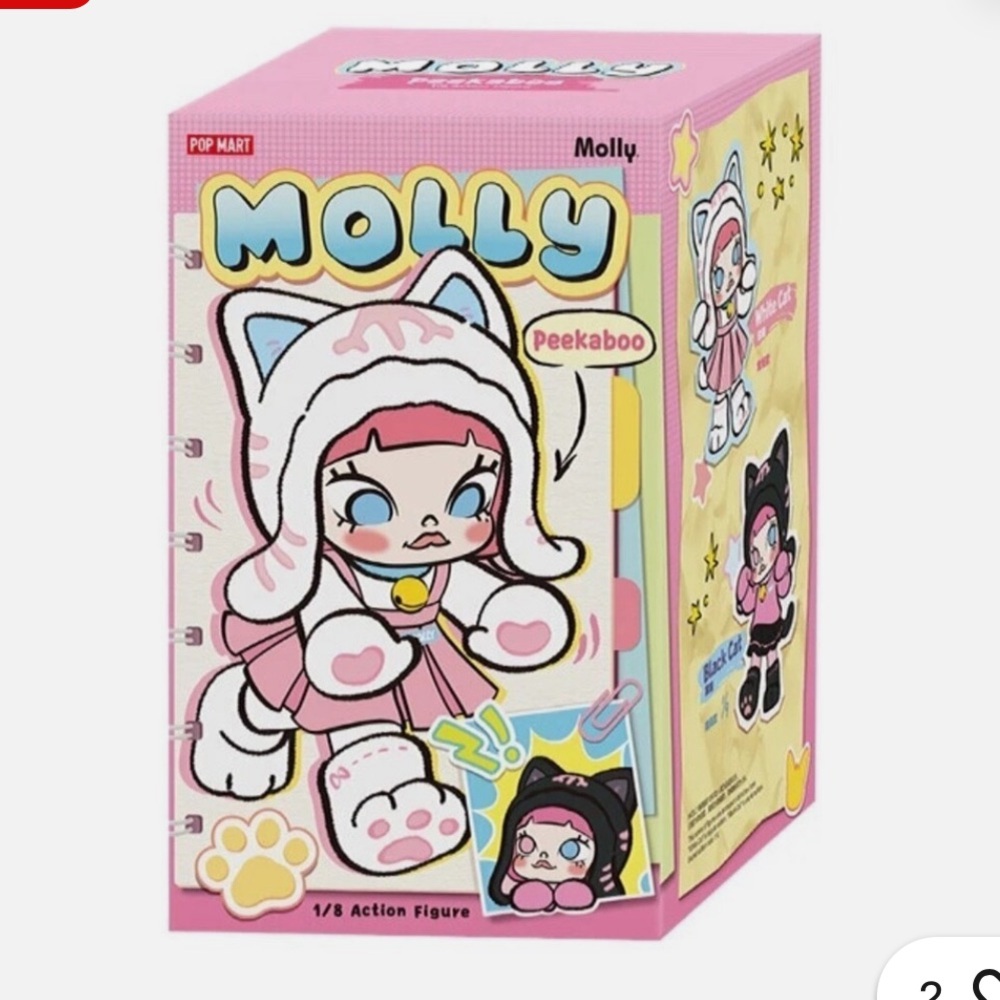 Authentic Pop Mart Molly Peekaboo Cat-Eared Doll with White and Pink Details - Picture 2 of 8